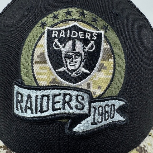 Las Vegas Raiders New Era Salute to Service 9Forty Camo Cap Trucker Hat Snapback - Picture 3 of 8